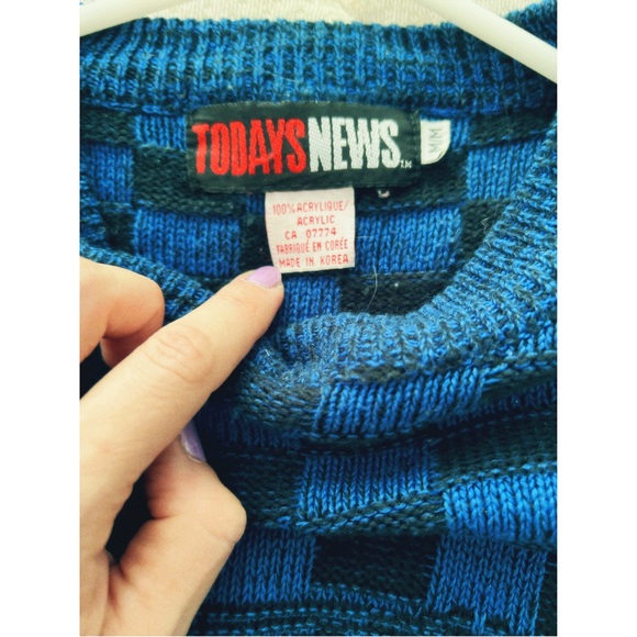 Vintage 90s blue and black Sweater - Picture 3 of 8